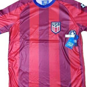 USA Mens Med Soccer Jersey Game of The World Red Juego Del Mundo USA Soccer New